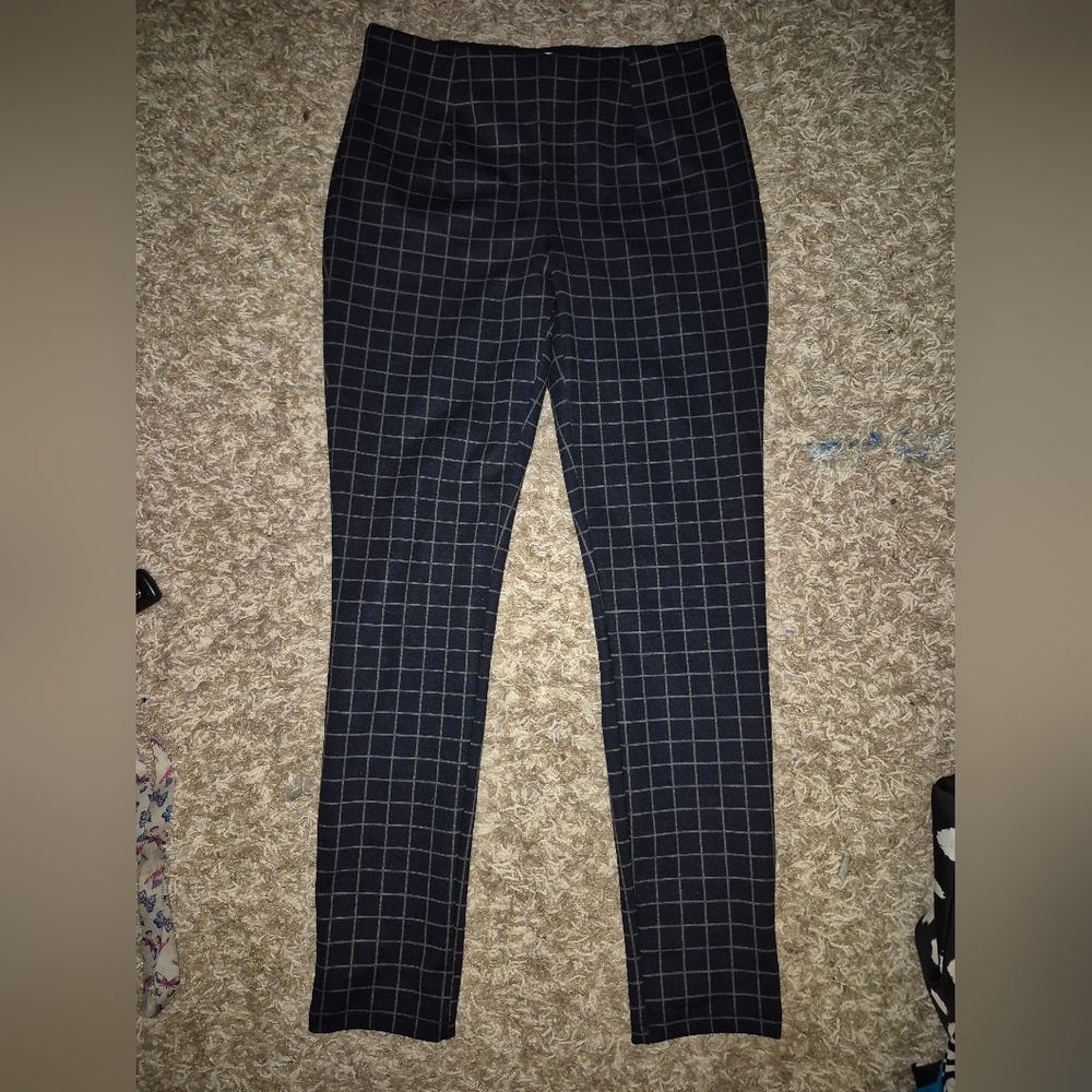 Calvin Klein Womens Pull-On Stretch Pants Black/Gray Plaid